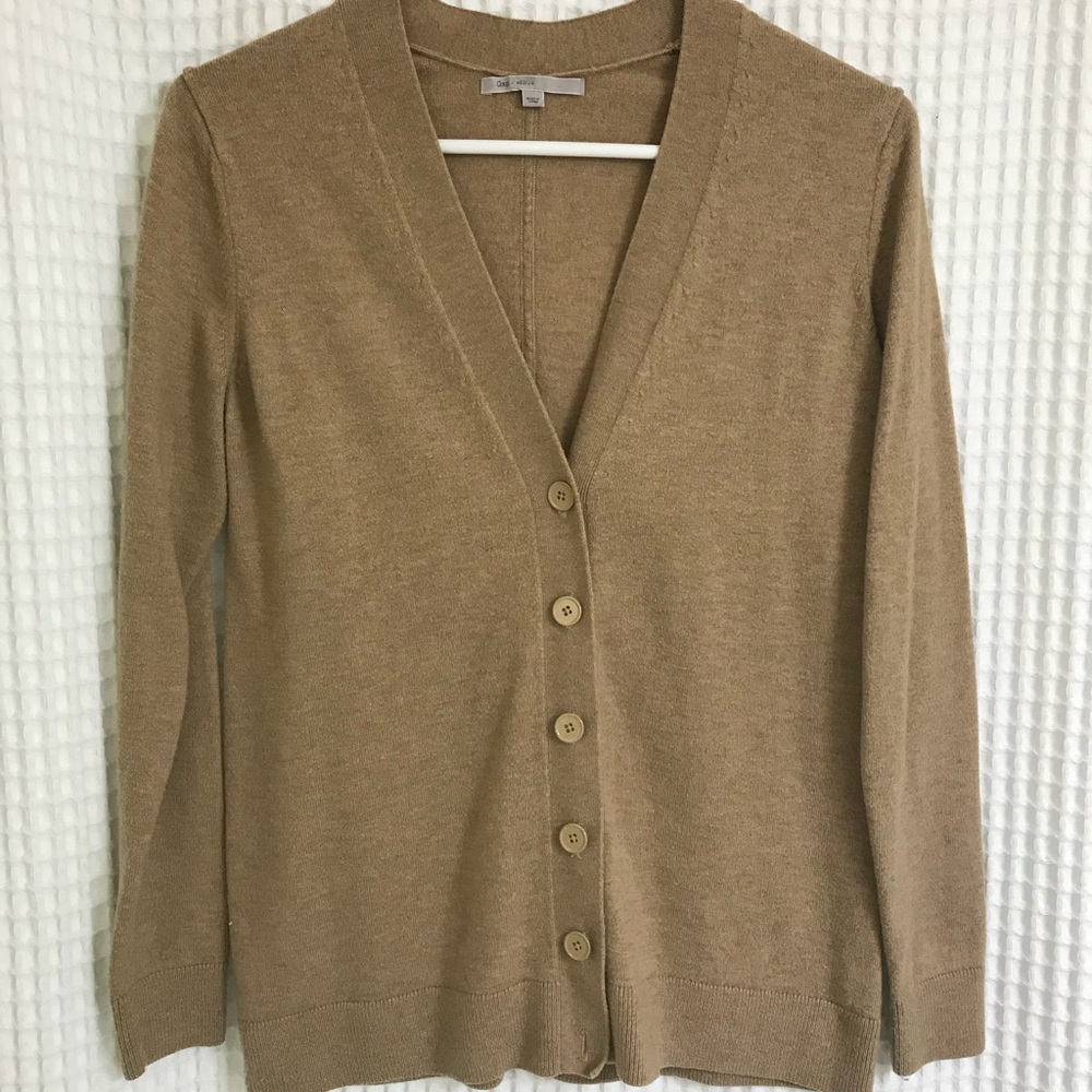 Gap camel colored button up sweater